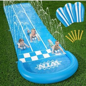Slip and Water Slide -20FT heavy duty lawn slip Waterslide for kids adults